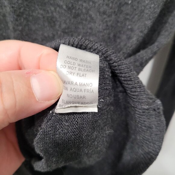 Womens Ambiance Charcoal Gray V-Neck Sweater with Button Accent Cuffs Size S - Picture 6 of 9